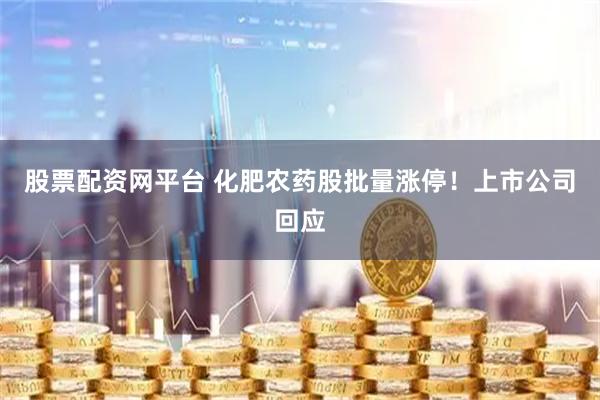 股票配资网平台 化肥农药股批量涨停！上市公司回应